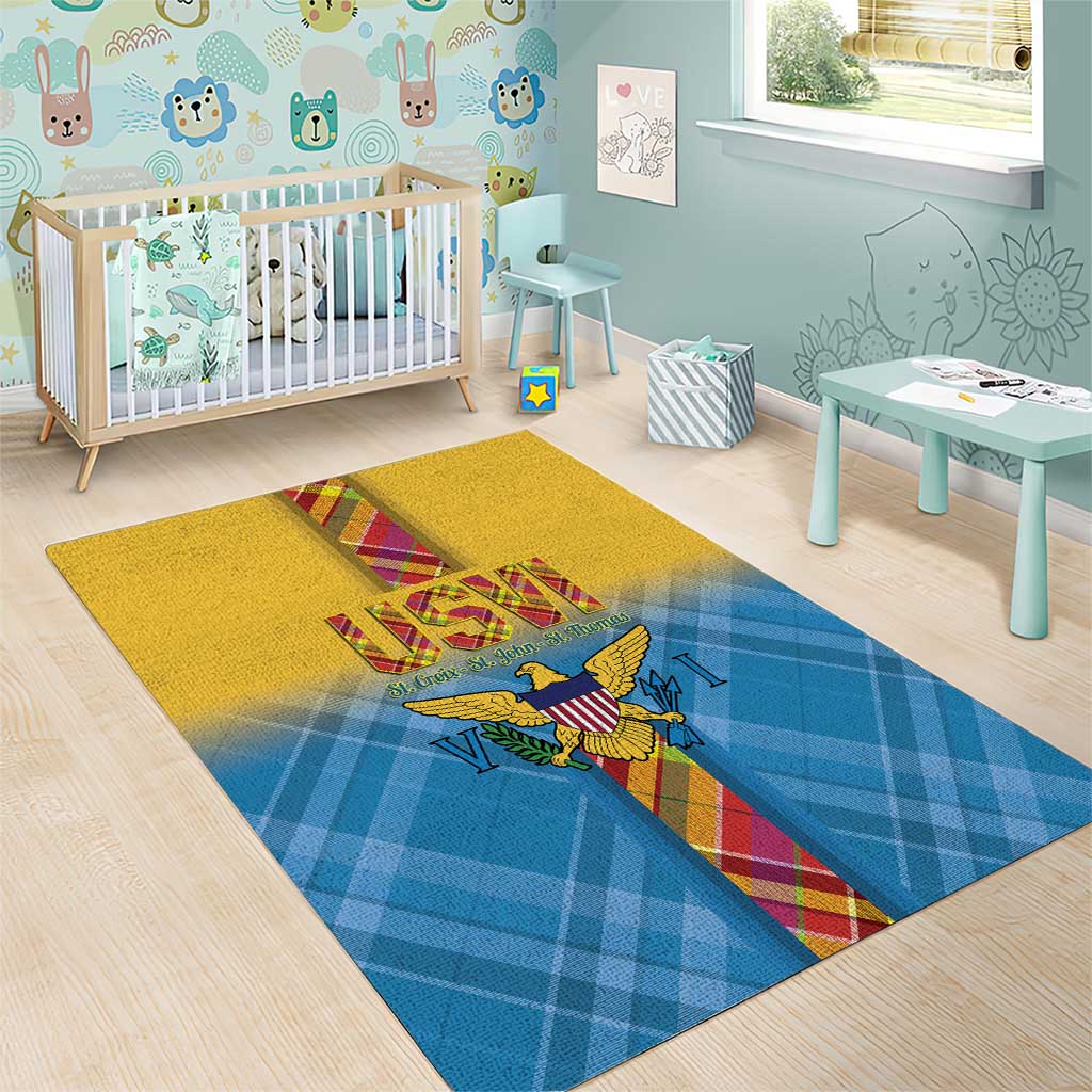 US Virgin Islands Area Rug Madras Pattern Gradient Style - Wonder Print Shop
