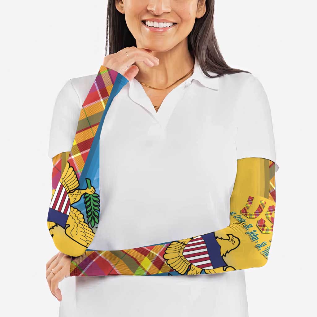 US Virgin Islands Arm Sleeves Madras Pattern Gradient Style - Wonder Print Shop
