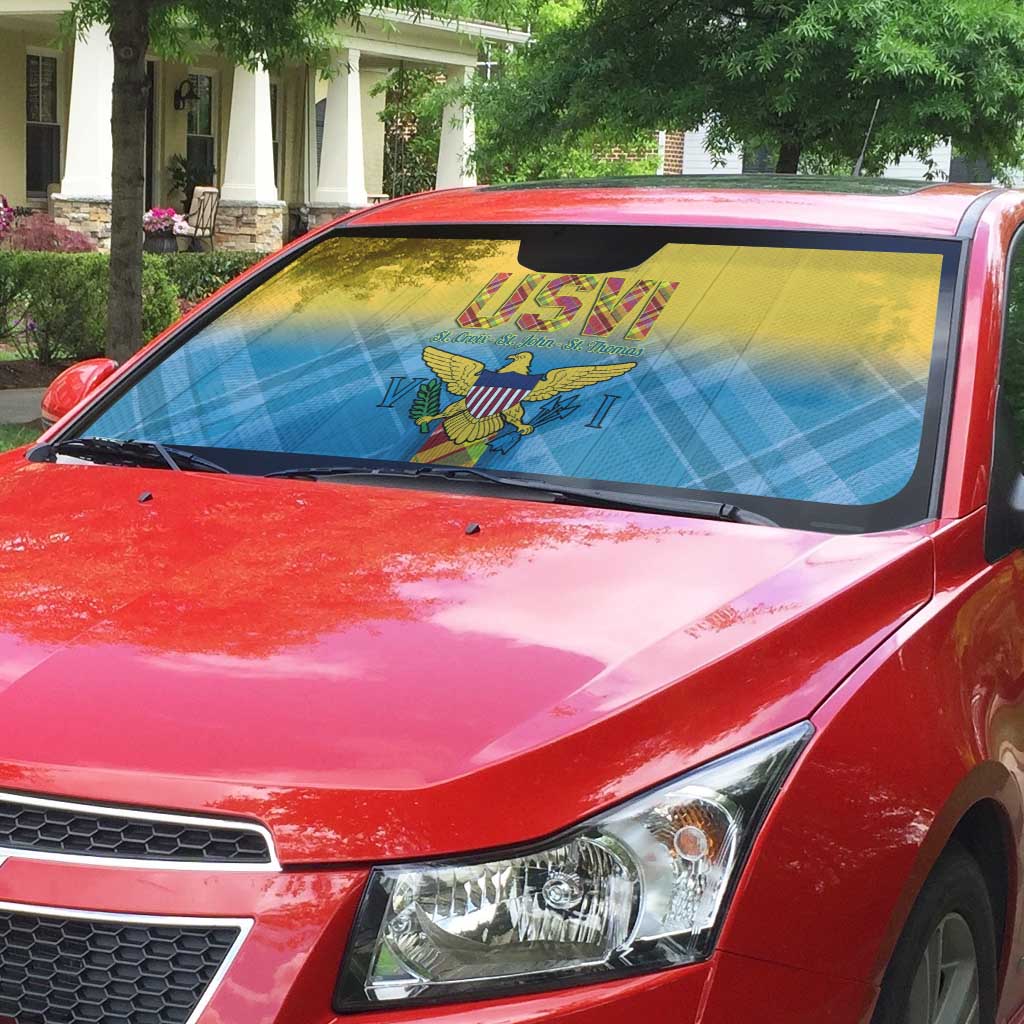 US Virgin Islands Auto Sun Shade Madras Pattern Gradient Style - Wonder Print Shop