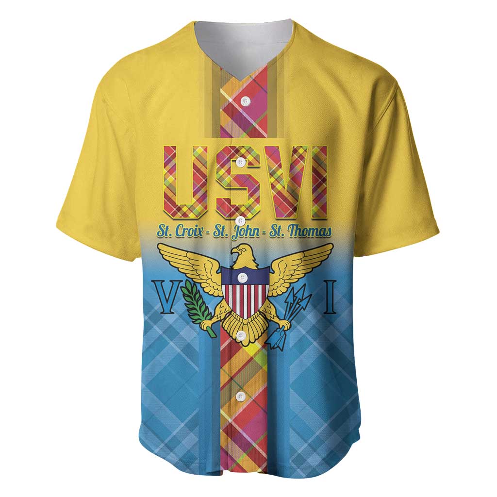 US Virgin Islands Baseball Jersey Madras Pattern Gradient Style - Wonder Print Shop