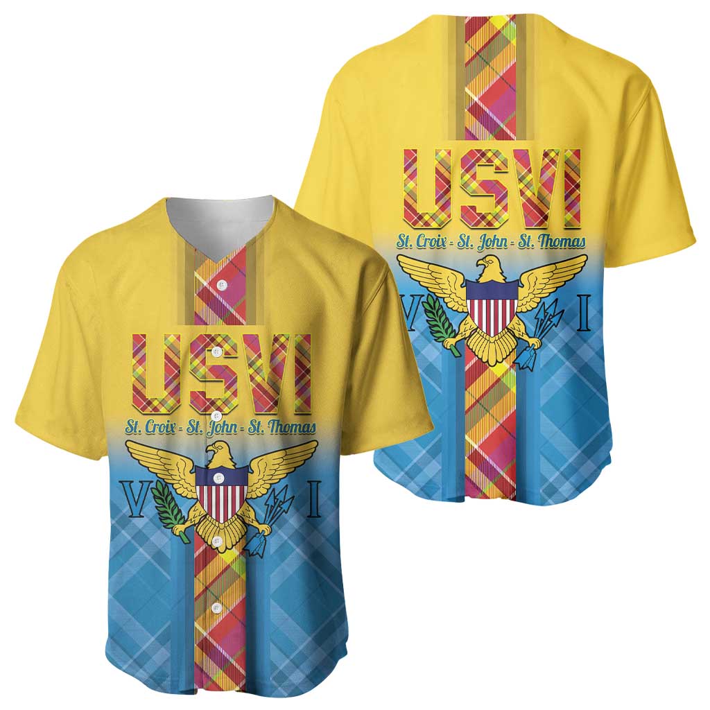 US Virgin Islands Baseball Jersey Madras Pattern Gradient Style - Wonder Print Shop