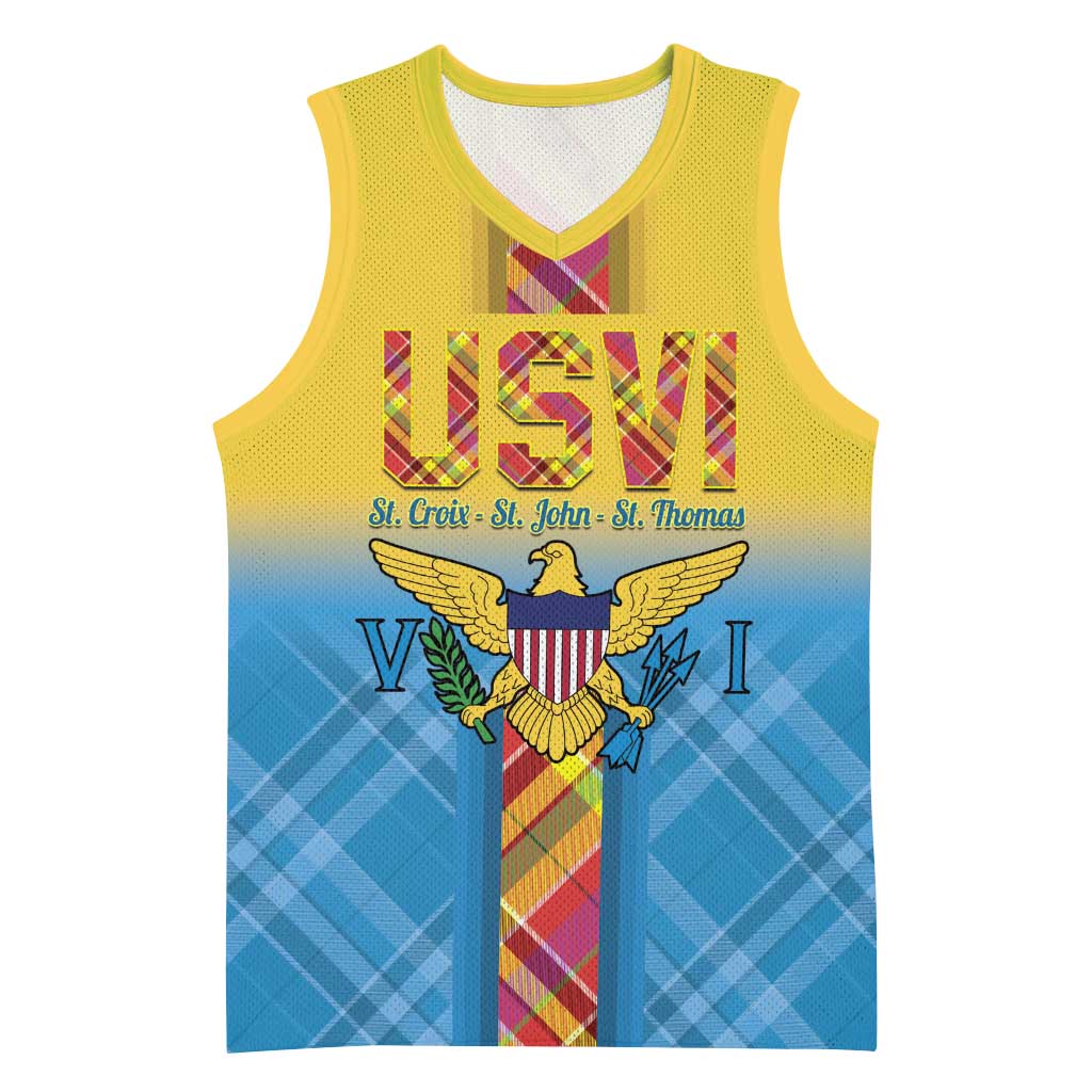 US Virgin Islands Basketball Jersey Madras Pattern Gradient Style - Wonder Print Shop