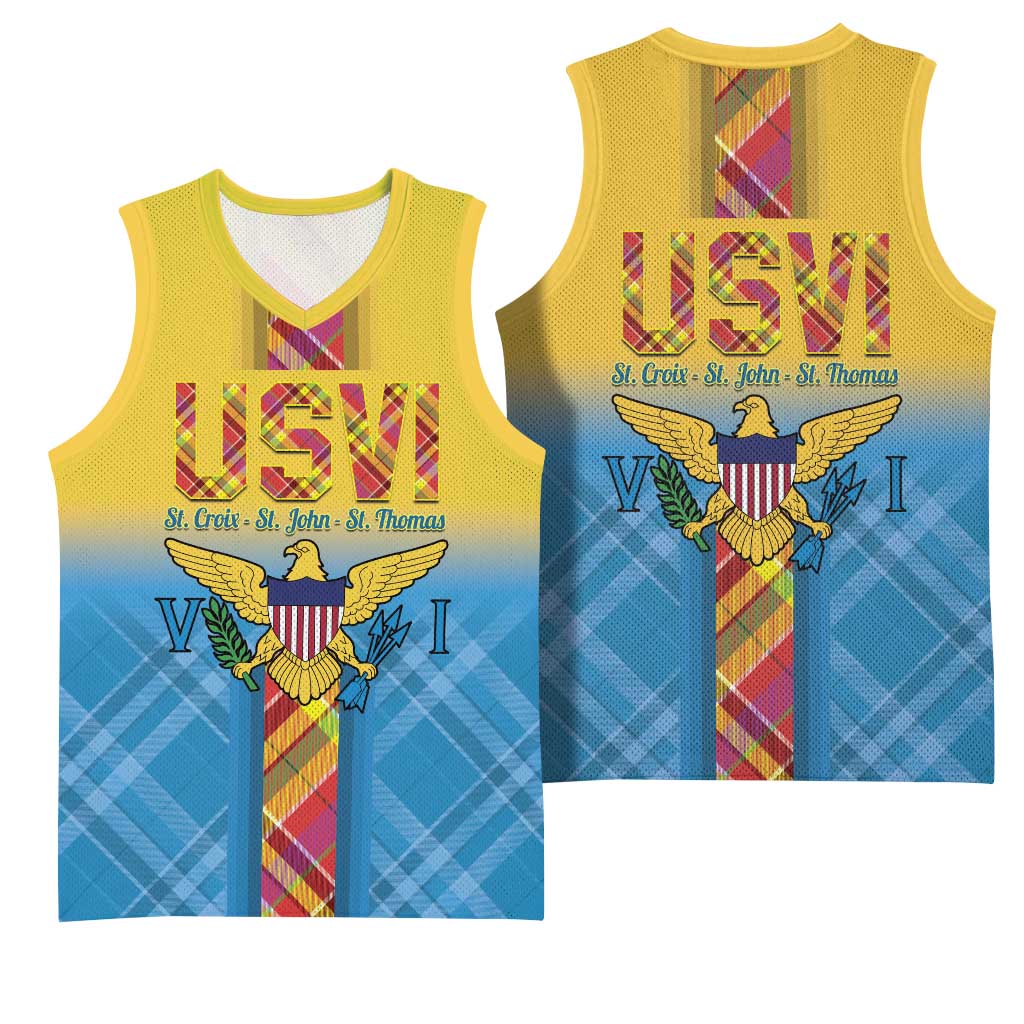 US Virgin Islands Basketball Jersey Madras Pattern Gradient Style - Wonder Print Shop