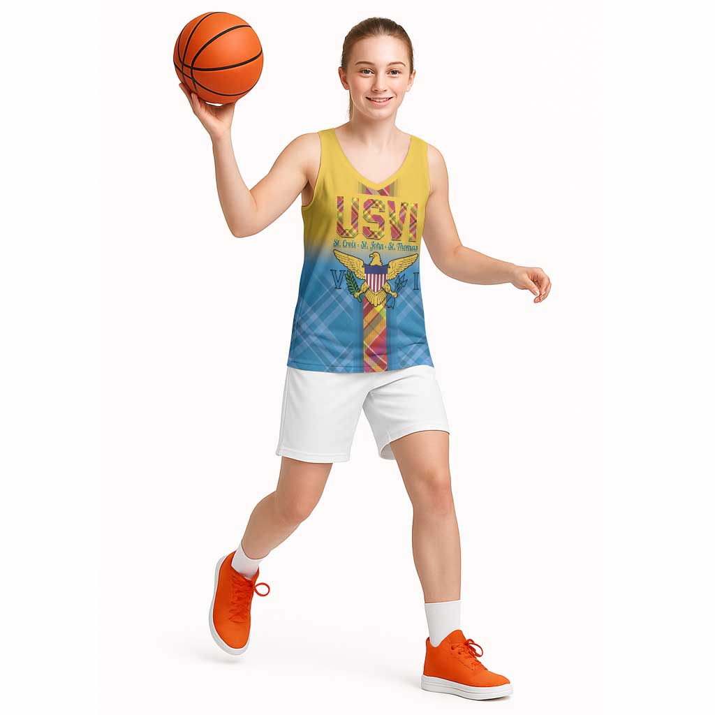 US Virgin Islands Basketball Jersey Madras Pattern Gradient Style - Wonder Print Shop