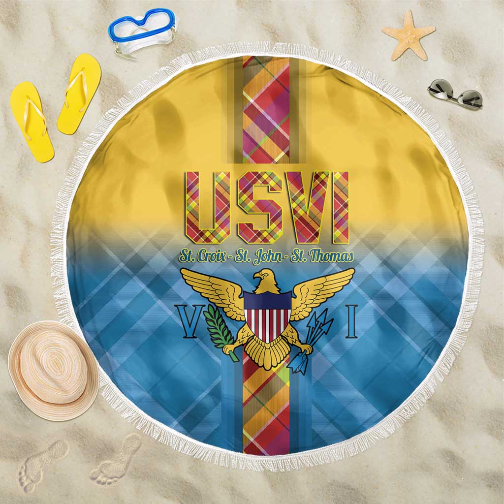 US Virgin Islands Beach Blanket Madras Pattern Gradient Style - Wonder Print Shop