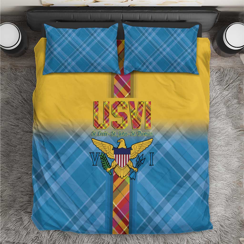 US Virgin Islands Bedding Set Madras Pattern Gradient Style - Wonder Print Shop