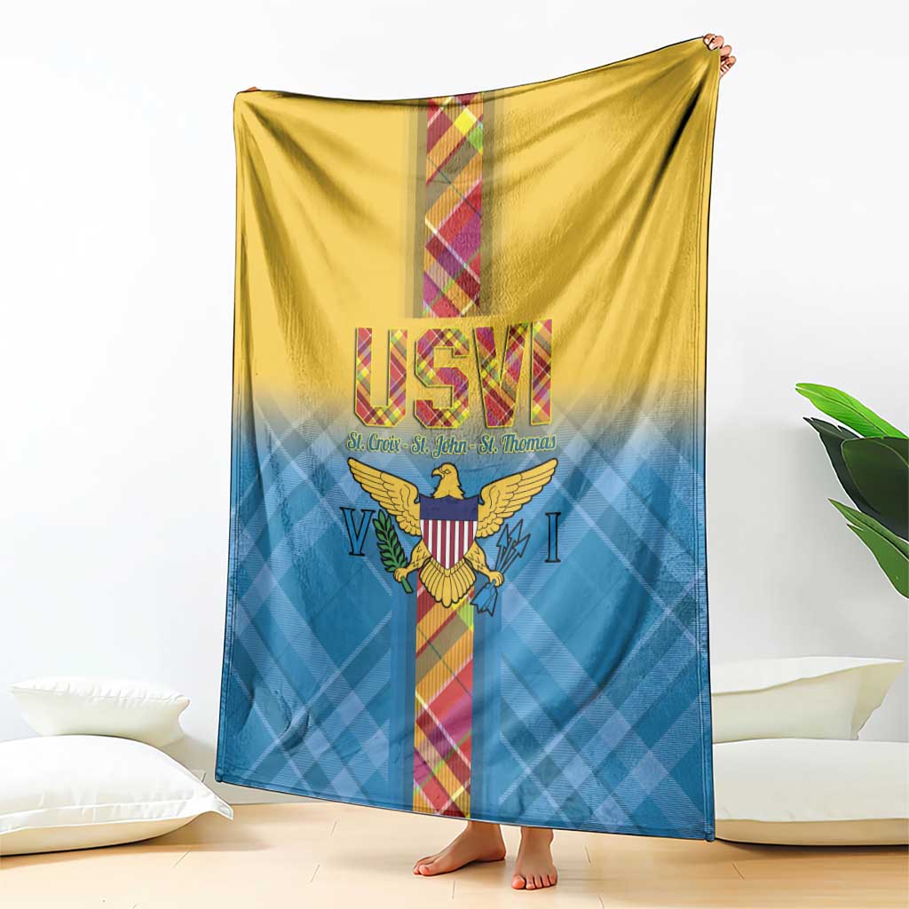 US Virgin Islands Blanket Madras Pattern Gradient Style - Wonder Print Shop