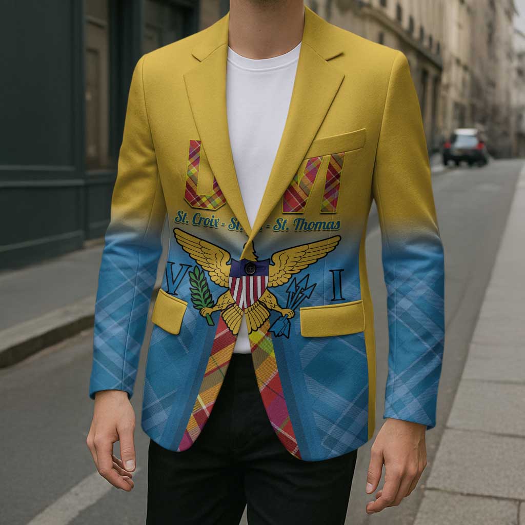 US Virgin Islands Blazer Madras Pattern Gradient Style - Wonder Print Shop