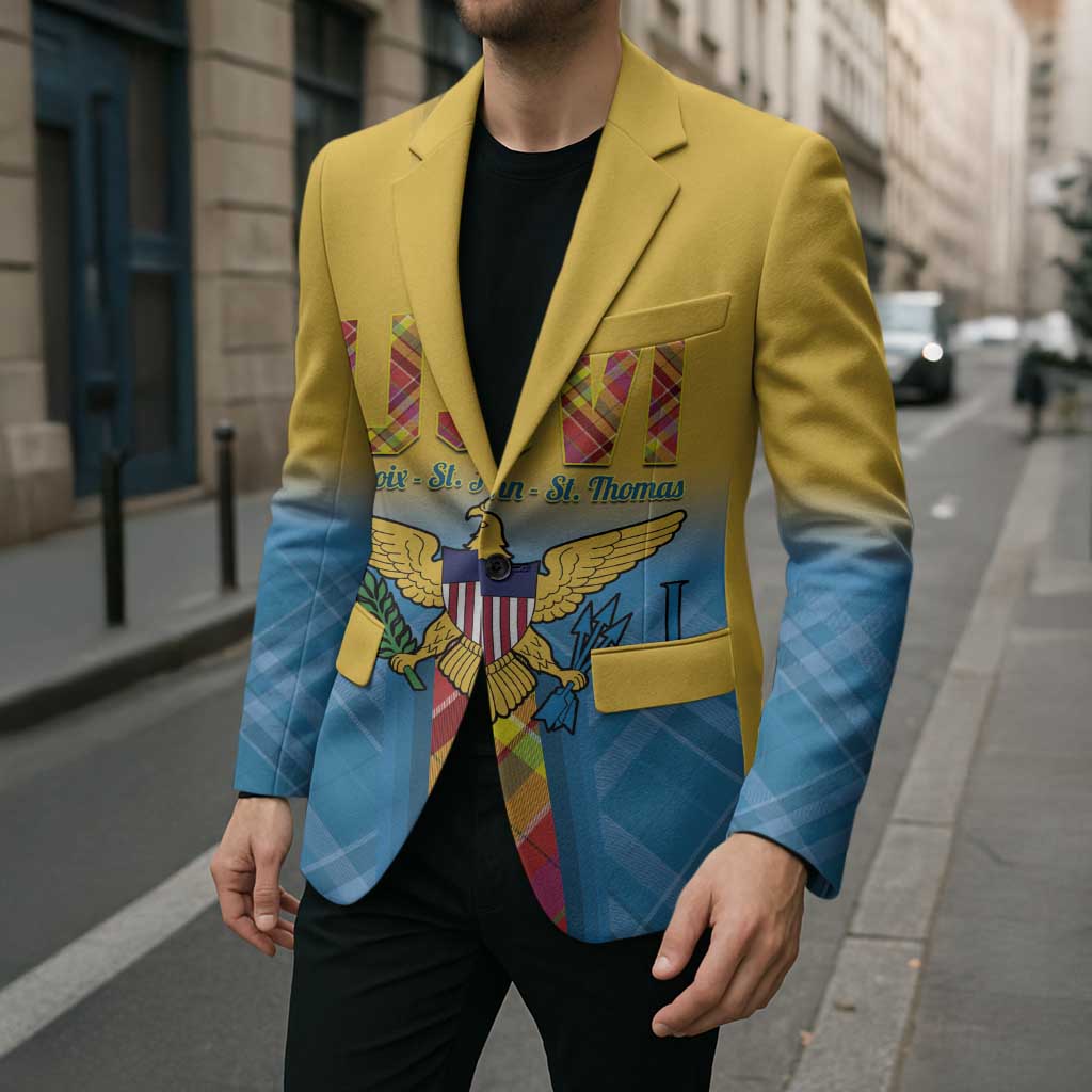 US Virgin Islands Blazer Madras Pattern Gradient Style - Wonder Print Shop