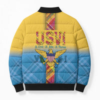 US Virgin Islands Bomber Puffer Jacket Madras Pattern Gradient Style - Wonder Print Shop