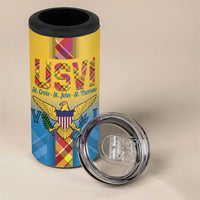 US Virgin Islands 4 in 1 Can Cooler Tumbler Madras Pattern Gradient Style - Wonder Print Shop
