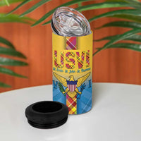US Virgin Islands 4 in 1 Can Cooler Tumbler Madras Pattern Gradient Style - Wonder Print Shop