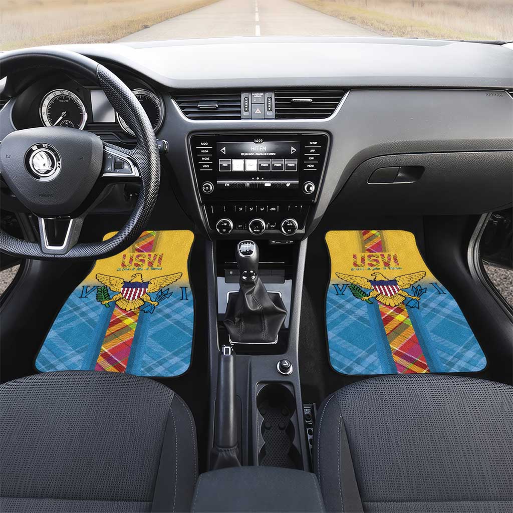 US Virgin Islands Car Mats Madras Pattern Gradient Style - Wonder Print Shop