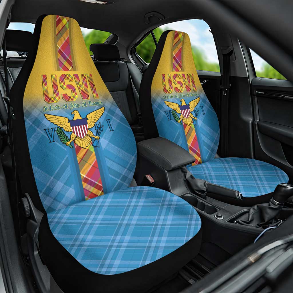 US Virgin Islands Car Seat Cover Madras Pattern Gradient Style - Wonder Print Shop
