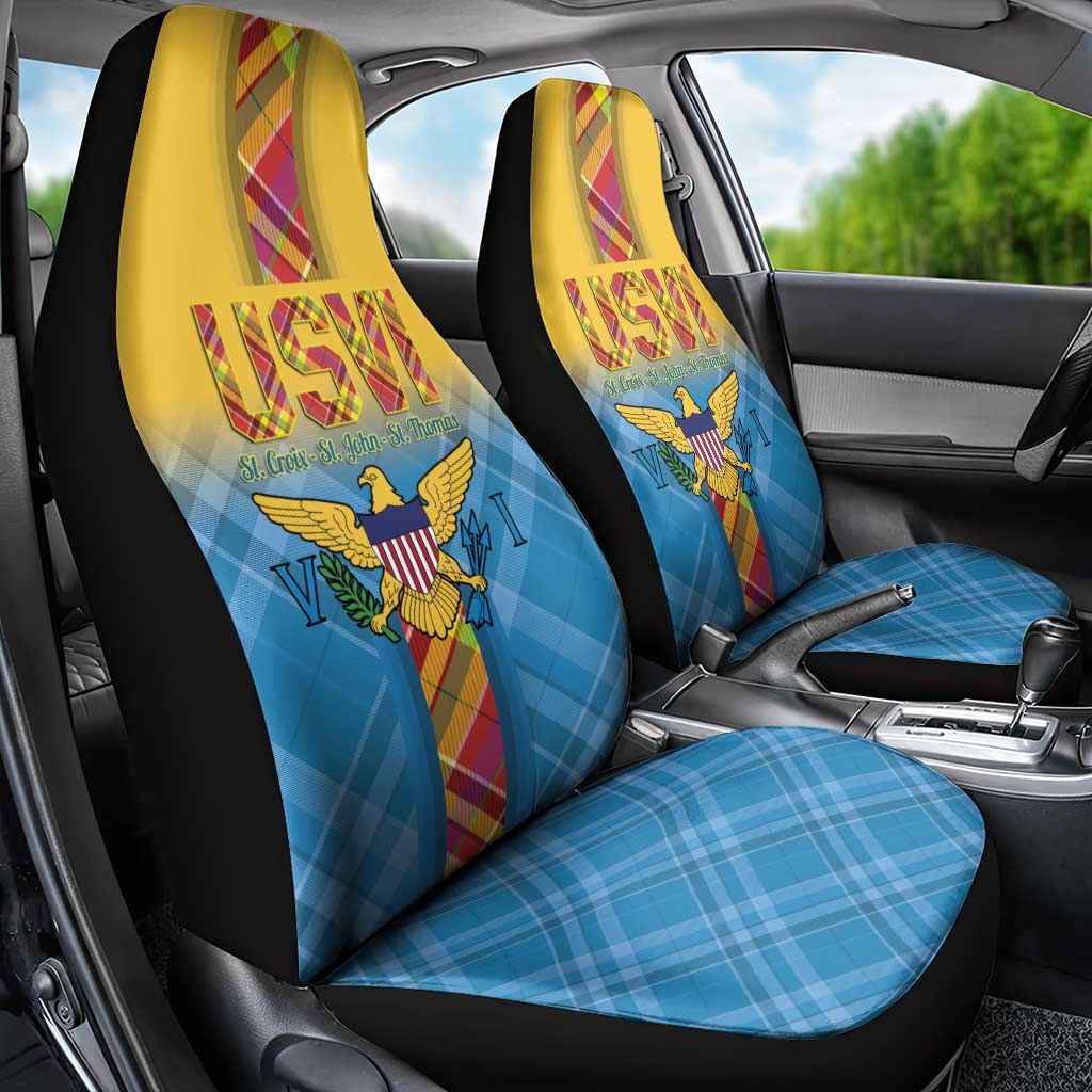 US Virgin Islands Car Seat Cover Madras Pattern Gradient Style - Wonder Print Shop