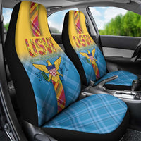US Virgin Islands Car Seat Cover Madras Pattern Gradient Style - Wonder Print Shop