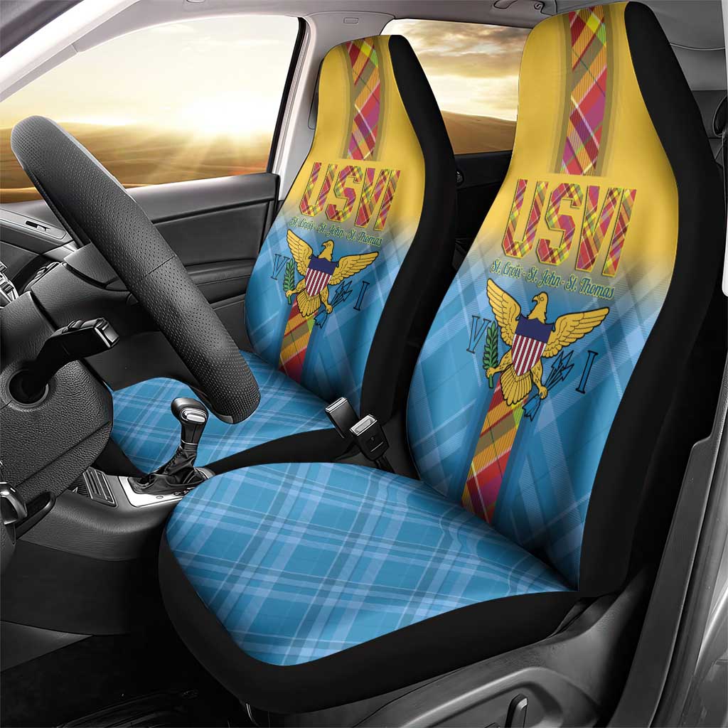 US Virgin Islands Car Seat Cover Madras Pattern Gradient Style - Wonder Print Shop