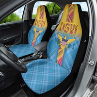 US Virgin Islands Car Seat Cover Madras Pattern Gradient Style - Wonder Print Shop