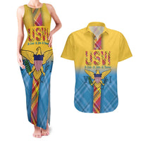 US Virgin Islands Couples Matching Tank Maxi Dress and Hawaiian Shirt Madras Pattern Gradient Style - Wonder Print Shop