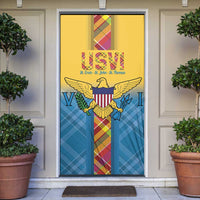 US Virgin Islands Door Cover Madras Pattern Gradient Style - Wonder Print Shop
