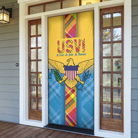 US Virgin Islands Door Cover Madras Pattern Gradient Style - Wonder Print Shop