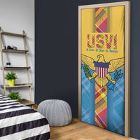 US Virgin Islands Door Cover Madras Pattern Gradient Style - Wonder Print Shop