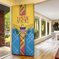 US Virgin Islands Door Cover Madras Pattern Gradient Style - Wonder Print Shop