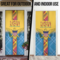 US Virgin Islands Door Cover Madras Pattern Gradient Style - Wonder Print Shop