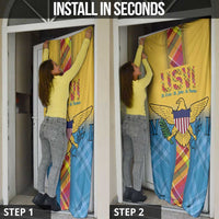 US Virgin Islands Door Cover Madras Pattern Gradient Style - Wonder Print Shop