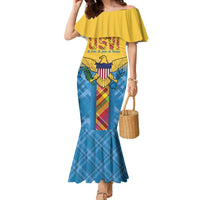 US Virgin Islands Family Matching Mermaid Dress and Hawaiian Shirt Madras Pattern Gradient Style - Wonder Print Shop