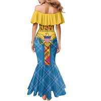 US Virgin Islands Family Matching Mermaid Dress and Hawaiian Shirt Madras Pattern Gradient Style - Wonder Print Shop
