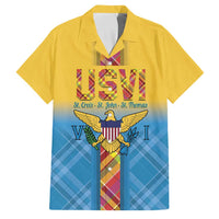 US Virgin Islands Family Matching Off Shoulder Maxi Dress and Hawaiian Shirt Madras Pattern Gradient Style - Wonder Print Shop