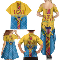 US Virgin Islands Family Matching Summer Maxi Dress and Hawaiian Shirt Madras Pattern Gradient Style - Wonder Print Shop