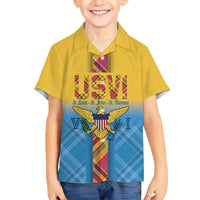 US Virgin Islands Family Matching Summer Maxi Dress and Hawaiian Shirt Madras Pattern Gradient Style - Wonder Print Shop