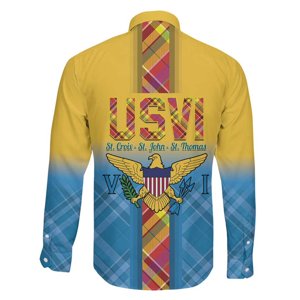 US Virgin Islands Family Matching Tank Maxi Dress and Hawaiian Shirt Madras Pattern Gradient Style - Wonder Print Shop
