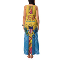 US Virgin Islands Family Matching Tank Maxi Dress and Hawaiian Shirt Madras Pattern Gradient Style - Wonder Print Shop