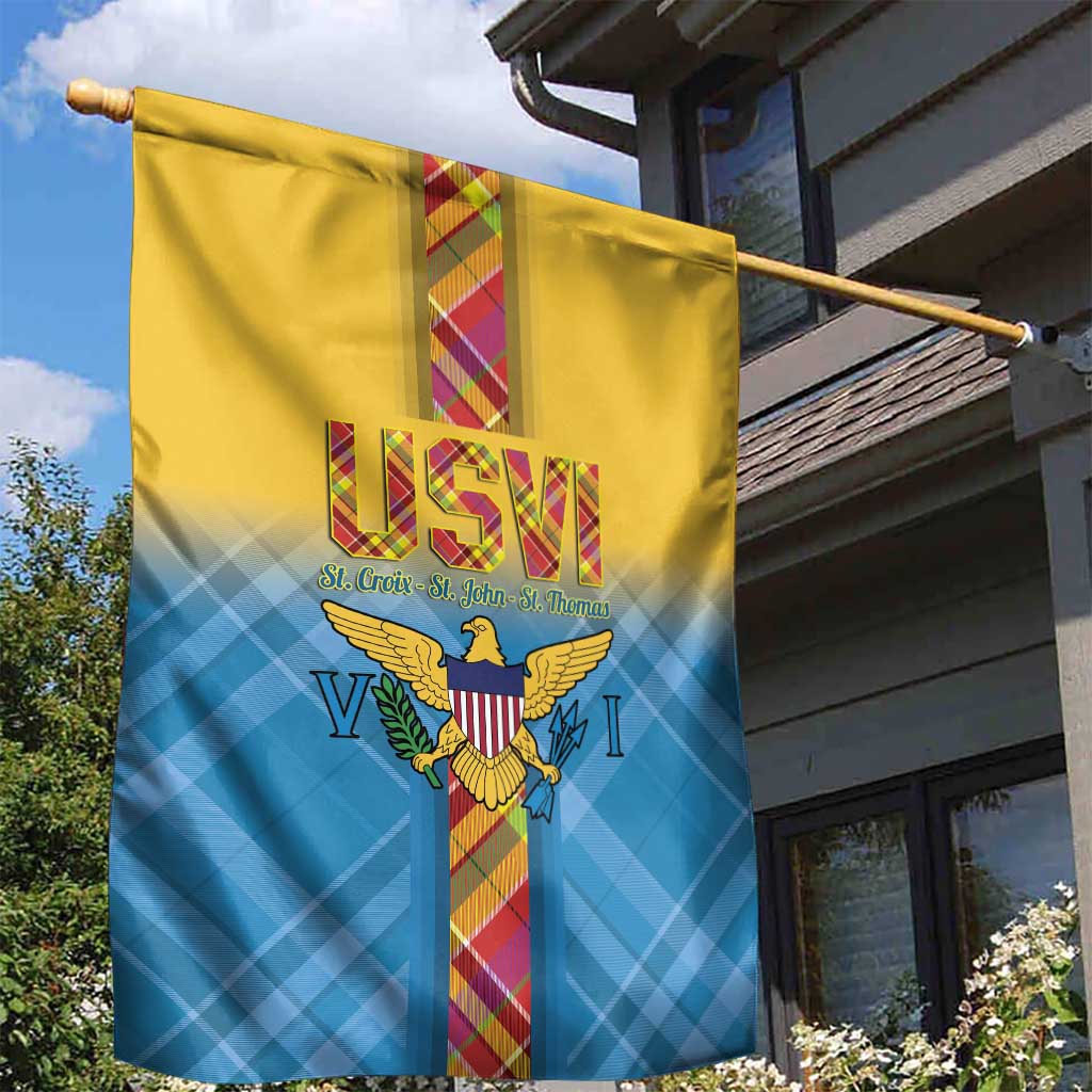 US Virgin Islands Garden Flag Madras Pattern Gradient Style - Wonder Print Shop