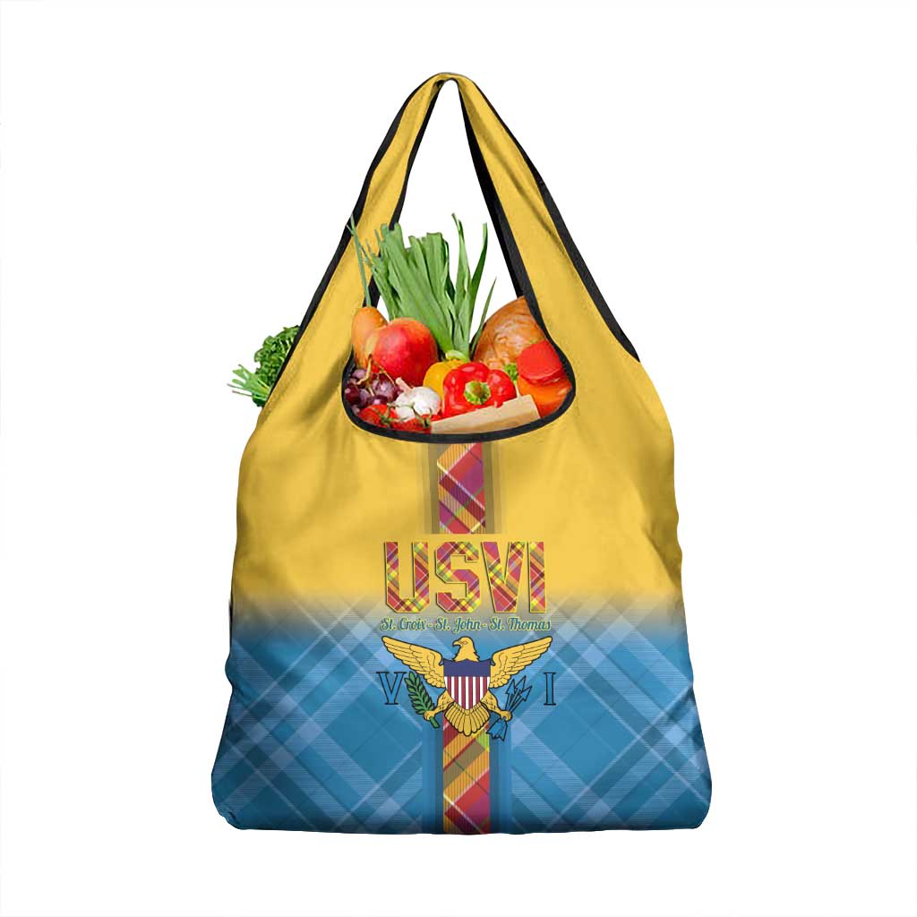 US Virgin Islands Grocery Bag Madras Pattern Gradient Style - Wonder Print Shop