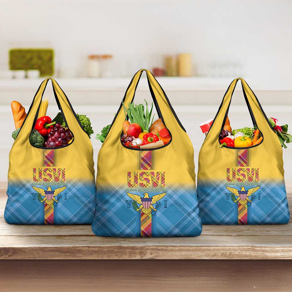 US Virgin Islands Grocery Bag Madras Pattern Gradient Style - Wonder Print Shop