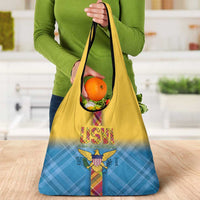 US Virgin Islands Grocery Bag Madras Pattern Gradient Style - Wonder Print Shop