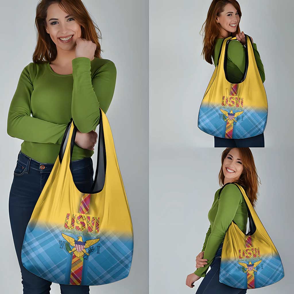 US Virgin Islands Grocery Bag Madras Pattern Gradient Style - Wonder Print Shop