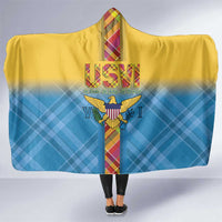 US Virgin Islands Hooded Blanket Madras Pattern Gradient Style - Wonder Print Shop