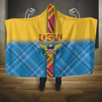 US Virgin Islands Hooded Blanket Madras Pattern Gradient Style - Wonder Print Shop