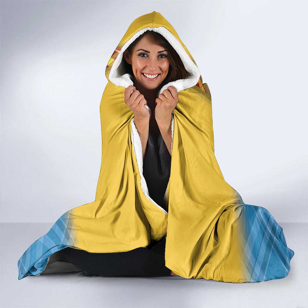 US Virgin Islands Hooded Blanket Madras Pattern Gradient Style - Wonder Print Shop
