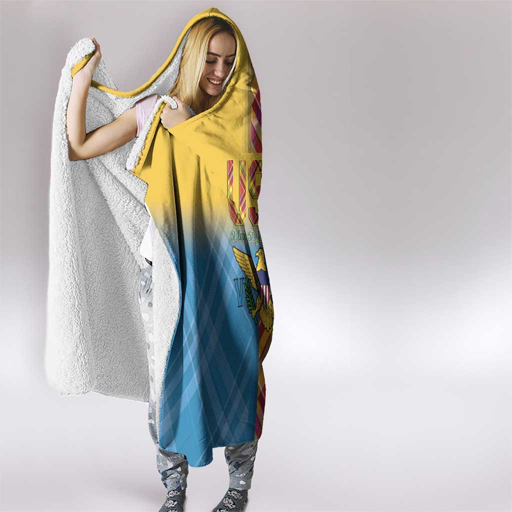 US Virgin Islands Hooded Blanket Madras Pattern Gradient Style - Wonder Print Shop