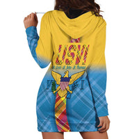 US Virgin Islands Hoodie Dress Madras Pattern Gradient Style - Wonder Print Shop