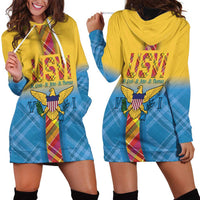 US Virgin Islands Hoodie Dress Madras Pattern Gradient Style - Wonder Print Shop