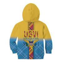 US Virgin Islands Kid Hoodie Madras Pattern Gradient Style - Wonder Print Shop
