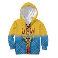 US Virgin Islands Kid Hoodie Madras Pattern Gradient Style - Wonder Print Shop