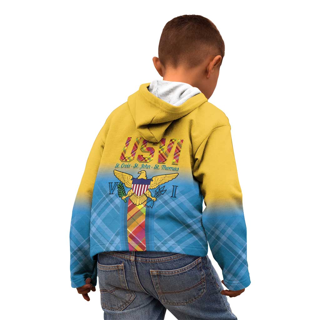 US Virgin Islands Kid Hoodie Madras Pattern Gradient Style - Wonder Print Shop